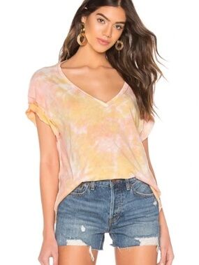 Free People All Mine Tie Dye Relaxed Oversized Tee in Berry Combo, Medium